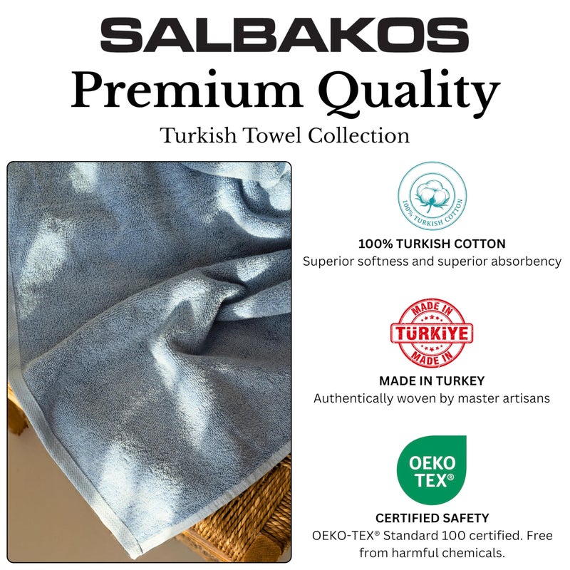 SALBAKOS 100% Turkish Cotton Jumbo Bath Sheet Towel Oversized 40x80 inch | Premium Hotel & Spa Quality, Soft, Absorbent, XL Bath Towels | Made in Turkey (Pack of 1, Blue, Jumbo Bath Sheet) - Image 2